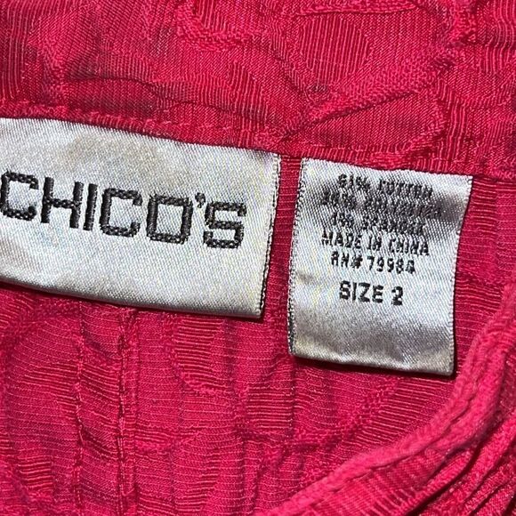Chico’s Fuchsia High-Neck Blazer – Size 2 (12/14) – Loop Button Closure –RN79984 - Picture 6 of 7